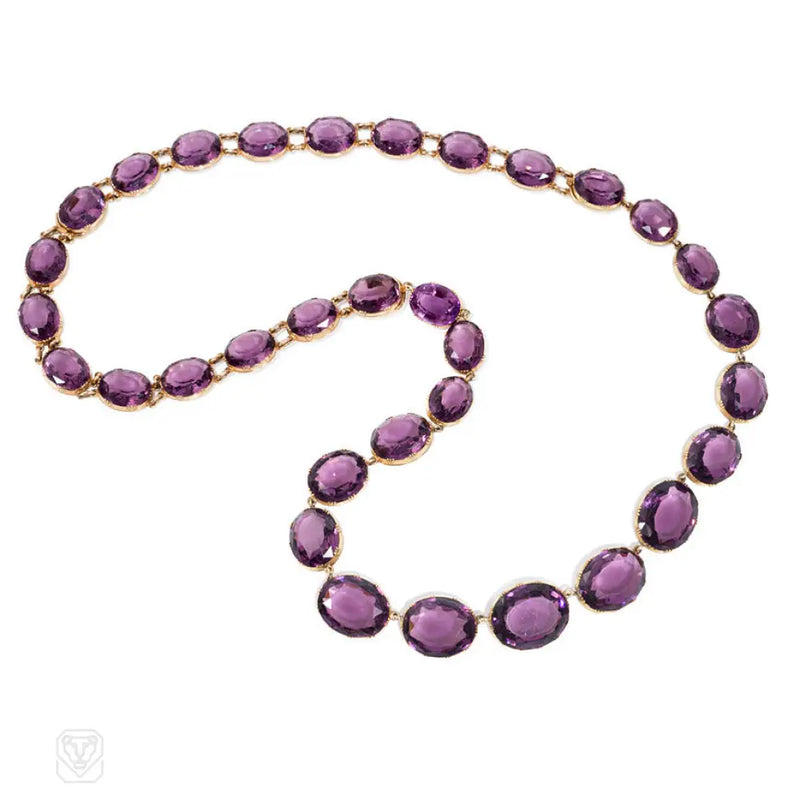 Antique Amethyst Necklace Convertible To Bracelets England