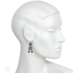 Antique amethyst pendant earrings