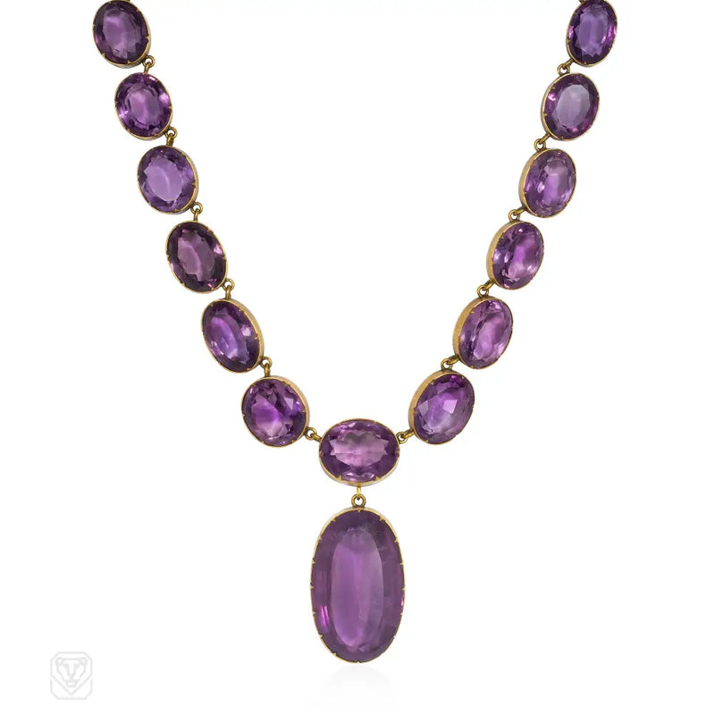 Antique Amethyst Rivière Necklace With Pendant