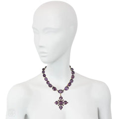 Antique amethyst rivière necklace with quatrefoil pendant