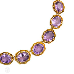 Antique amethyst rivière with scalloped gold frames