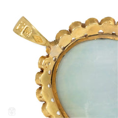 Antique angel portrait enamel pendant