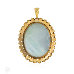 Antique angel portrait enamel pendant