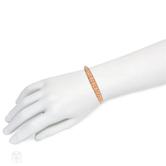 Antique angel skin coral and diamond bangle