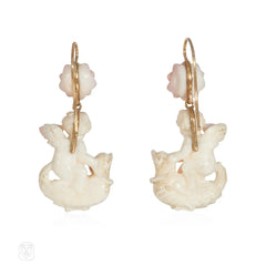 Antique angel skin coral angel earrings