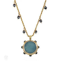 Antique banded agate pendant necklace
