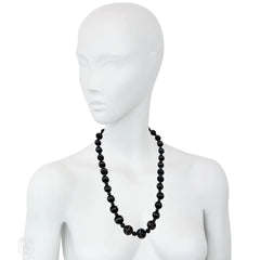 Antique banded agate, sardonyx bead necklace