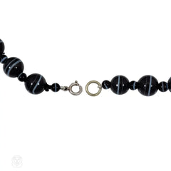 Antique banded agate, sardonyx bead necklace