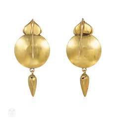 Antique beryl and diamond pendant earrings