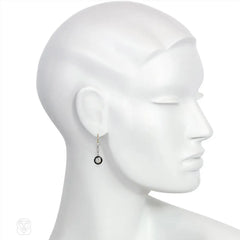 Antique black enamel and diamond earrings