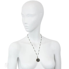 Antique Black enamel and diamond, locket necklace