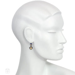 Antique blue enamel and diamond star earrings
