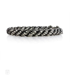 Antique braided silver "Mizpah" bangle