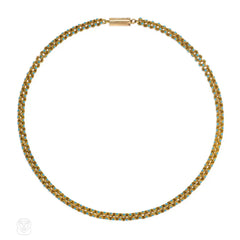 Antique cannetille gold and enamel necklace