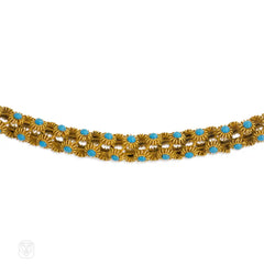 Antique cannetille gold and enamel necklace