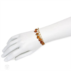 Antique Carlo Giuliano gold and carved citrine heart bracelet