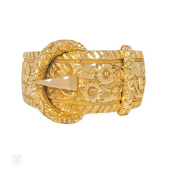 Antique carved gold garter ring