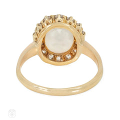 Antique carved moonstone and diamond baby ring