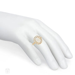 Antique carved moonstone and diamond baby ring