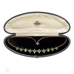 Antique chrysoberyl and turquoise necklace