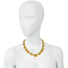 Antique citrine and gold rivière necklace