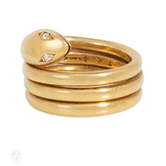 Antique coiled gold snake ring