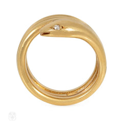 Antique coiled gold snake ring