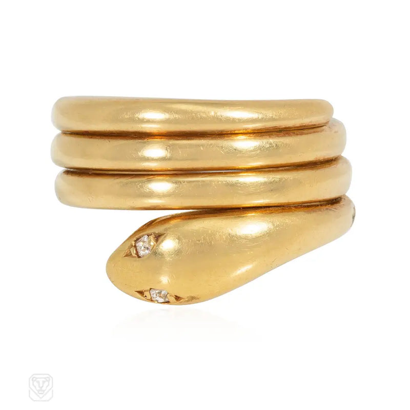 Antique coiled gold snake ring fine rings