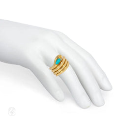 Antique coiled turquoise snake ring