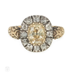 Antique colored diamond cluster ring