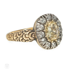 Antique colored diamond cluster ring