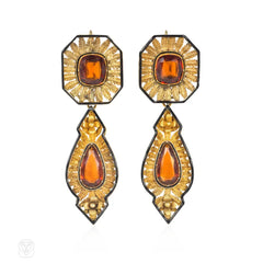 Antique convertible hessonite garnet necklace and earrings