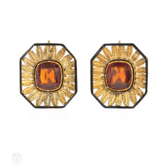Antique convertible hessonite garnet necklace and earrings