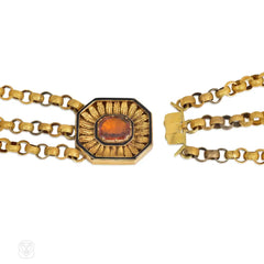 Antique convertible hessonite garnet necklace and earrings