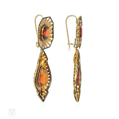 Antique convertible hessonite garnet necklace and earrings