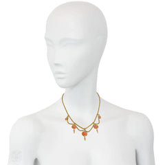 Antique coral and diamond swag necklace