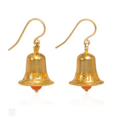 Antique coral bell earrings, in 15k.