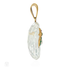 Antique crystal and gemset fly pendant