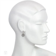 Antique cushion-cut diamond pendant earrings