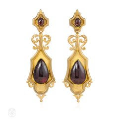 Antique day-to-night gold and garnet earrings