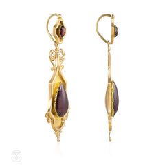 Antique day-to-night gold and garnet earrings