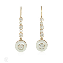 Antique diamond and button pearl earrings