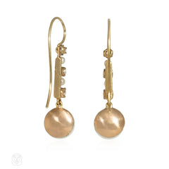 Antique diamond and button pearl earrings