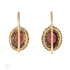 Antique diamond and garnet cluster earrings