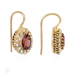 Antique diamond and garnet cluster earrings