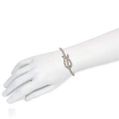 Antique diamond and gold tendril bangle