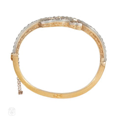 Antique diamond and gold tendril bangle