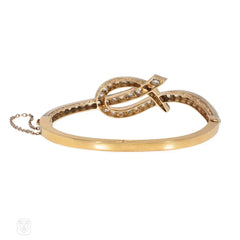 Antique diamond and gold tendril bangle