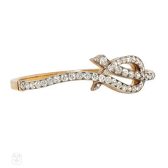 Antique diamond and gold tendril bangle