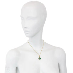 Antique diamond and green enamel pendant